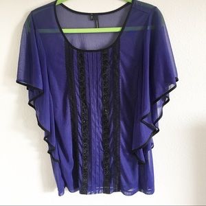 Maurices Sz L Top purple w/Black embellishments